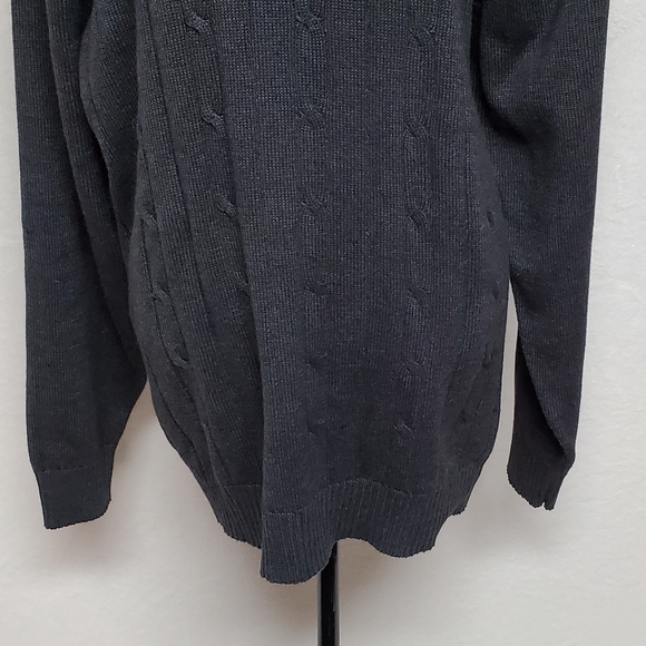 Oscar de la Renta Charcoal Gray Corded Cotton Blend Knit Long Sleeve Sweater XXL - Picture 6 of 13